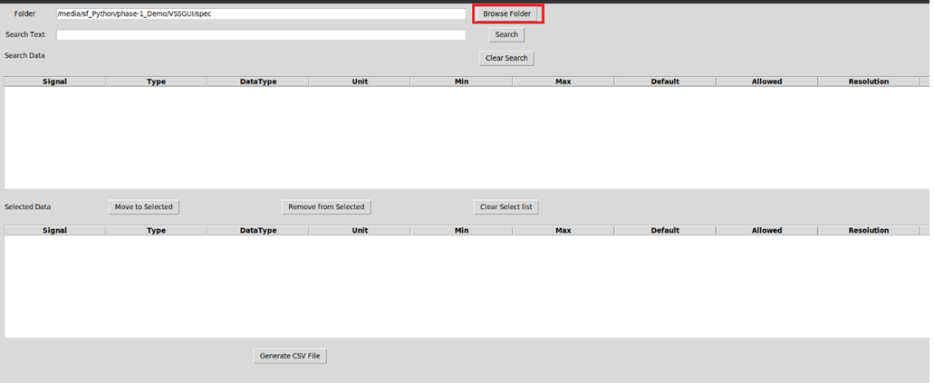 Select .vspec file