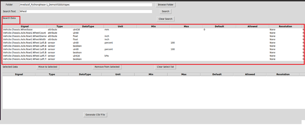 Search pane result